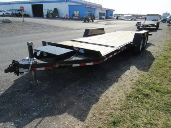 BWise 7 x 22 Low Profile Split Tilt Equipment Trailer - Image 5